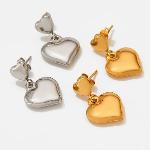 18K Gold Plated Chunky Heart Earring Tarnish Free Stainless Steel Earring Women Jewelry