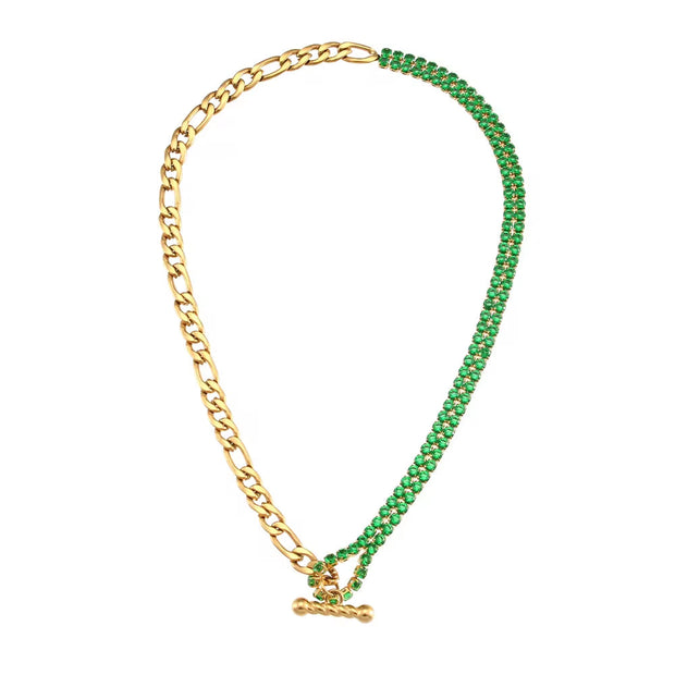 Zircon Beaded Necklace Gold Plated Choker Set Stainless Steel Necklaces Fashion Jewelry Necklaces