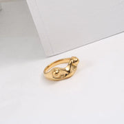 18K Gold Plated Stainless Steel Frog Rings Frog Shape Design Waterproof High Polished Hip Hop Rings for Women