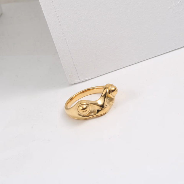 18K Gold Plated Stainless Steel Frog Rings Frog Shape Design Waterproof High Polished Hip Hop Rings for Women