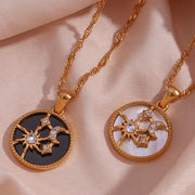 Water Proof Jewellery Zircon Moon Sun Star Gold Plated Necklace Non Tranish Shell Mary Necklace