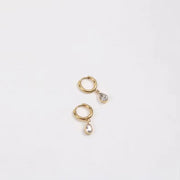 18K Gold Plated Earrings Stainless Steel Waterdrop Zircon Hoop Earring for Girls FJE0176