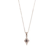 Vintage Engraved Rhombic Colorful Man-Made Opal Pendant Necklace 18K Gold Plated Stainless Steel Necklace Design Jewelry