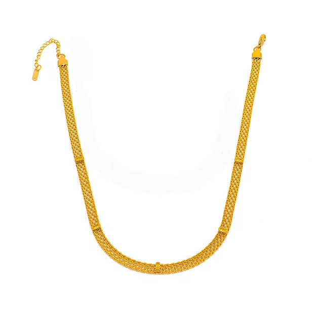 Vintage Collar Necklace Stainless Steel 18K Gold Plated Statement Clavicle Chain Mesh Chain Zircon Baguette Choker