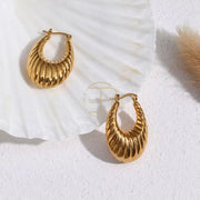 Wild Trendy Croissant Hoop Earrings Stainless Steel 18K Gold Statement Earrings