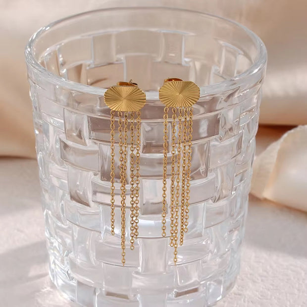 Wholesale Tassel Drop Earrings Gold Plated Stainless Steel Stud Earring Piercing Jewelry Tassel Earrings Bohemian