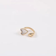 Wholesale 18K Gold Plated Stainless Steel Two Heart Shell Rings for Women