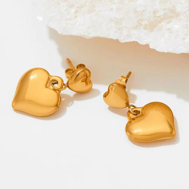 18K Gold Plated Chunky Heart Earring Tarnish Free Stainless Steel Earring Women Jewelry