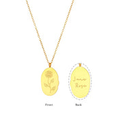 Trendy Month Flower Design 18K Gold Plated 12 Birthstone Pendant Necklace Tarnish Free Jewelry in Stainless Steel