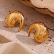 Winding Water Wave Stud Earrings for Women Gold Plated Earrings 316L Stainless Steel Jewelry