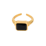 Women Non Tarnish Finger Jewelry 18K Gold Plated Stainless Steel Blue Clear White Cubic Zirconia Zircon Open Ring