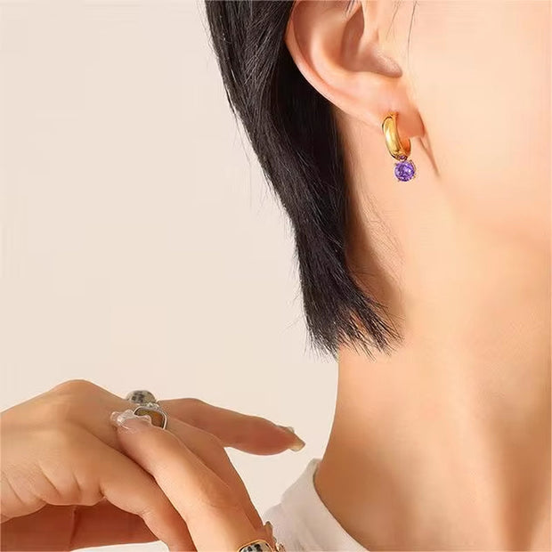 18K Gold Plated Stylish Charm Aretes Jewelry Stainless Steel Geometric Drop Pearl Zircon Studs Earrings Orecchino