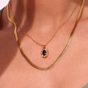 Waterproof Jewelry Square Zircon Pendant Necklace Gold Plated Stainless Steel Necklace Collier En Acier Inoxydable