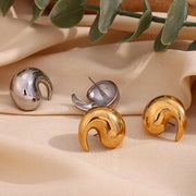 Winding Water Wave Stud Earrings for Women Gold Plated Earrings 316L Stainless Steel Jewelry