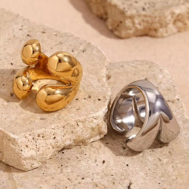 Water Drop Statement Rings for Women Tarnish Free Jewelry Gold Plated Rings for Women Stainless Steel
