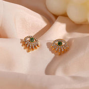 Vintage Zircon Evil Eye Stud Earring for Women 18K Gold Plated Stainless Steel Fashion Jewelry Earrings