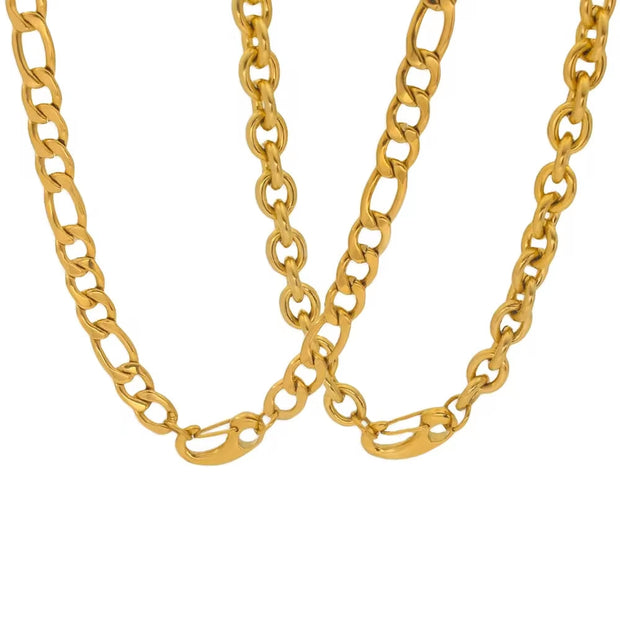 2 Styles High Quality Stainless Steel Chain Necklace 18K Gold Plated Unique Kidney Bead Clasp Neck Jewelry