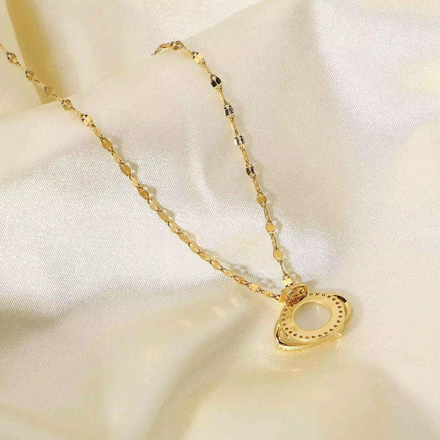 Women Jewelry Zircon Planet Eearth Cat Eye Opal Stone Pendant Necklaces 18K Gold Chain Choker Stainless Steel Necklace