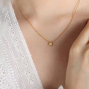 18K Gold Plated Stainless Steel Women Fashion Dainty Elegant Jewelry Geometric Meteorite Shape Cz Pendant Necklace
