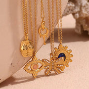 Wholesale Titanium Steel Necklace Set Tarnish Free Jewelry Natural Stone Zircon Pendant Necklace