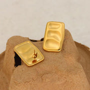 Unique Square High Quality Stainless Steel Pea Pod Earrings Stylish 18K Gold Color Women'S Gift LOW MOQ