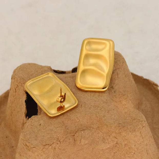 Unique Square High Quality Stainless Steel Pea Pod Earrings Stylish 18K Gold Color Women'S Gift LOW MOQ