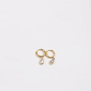 18K Gold Plated Earrings Stainless Steel Waterdrop Zircon Hoop Earring for Girls FJE0176