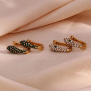 Tarnish Free Shining Micro Insert Zircon Snake Huggie Earring Stainless Steel Gold Plated Hoop Earring Jewelry