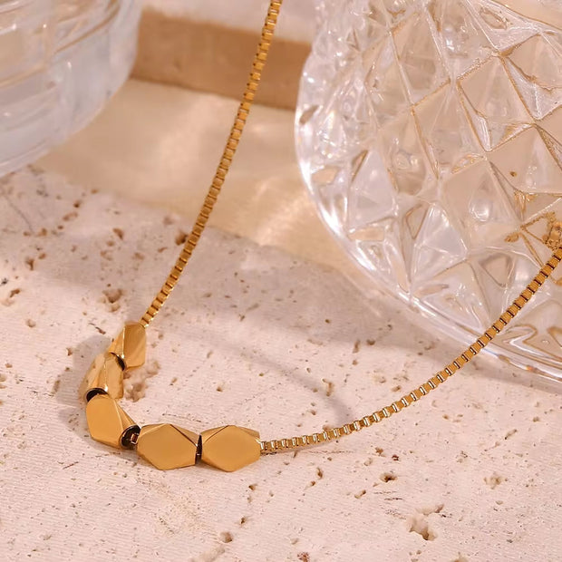 Trend 2024 Waterproof Jewelry Minimalist Bead Charm Pendant Necklace 18K Gold Plated Stainless Steel Necklace