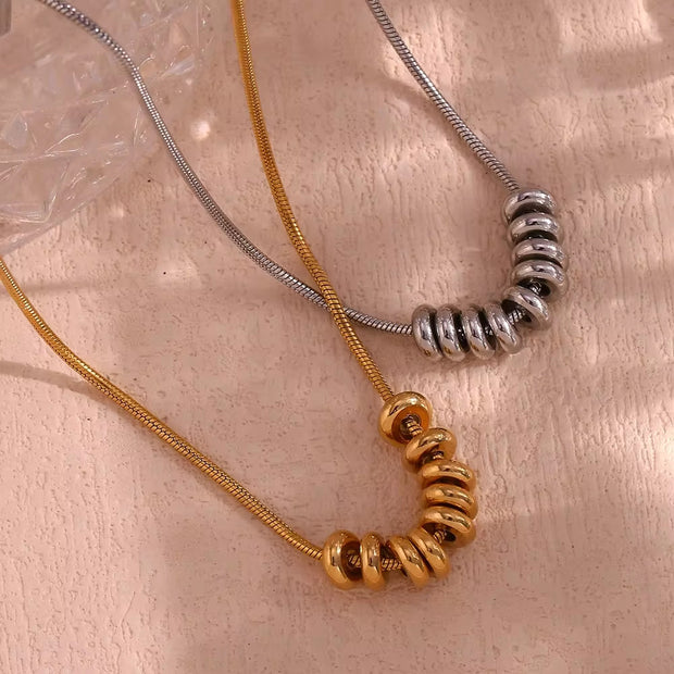 Waterproof Necklace PVD Gold Plated Beads Necklace Non Tarnish Stainless Steel Jewelry Collier En Acier Inoxydable