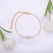 18K PVD Gold Plated Waterproof Stainless Steel Paper Clip Chain round Zirconia Bracelet for Women Wholesale Jewelry