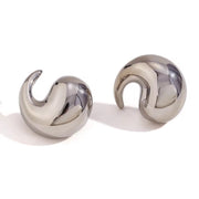 Winding Water Wave Stud Earrings for Women Gold Plated Earrings 316L Stainless Steel Jewelry