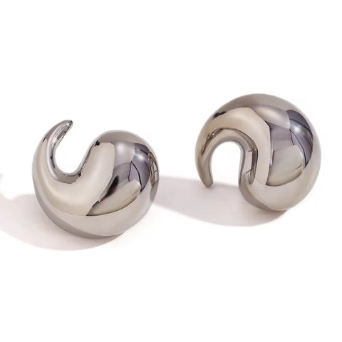 Winding Water Wave Stud Earrings for Women Gold Plated Earrings 316L Stainless Steel Jewelry