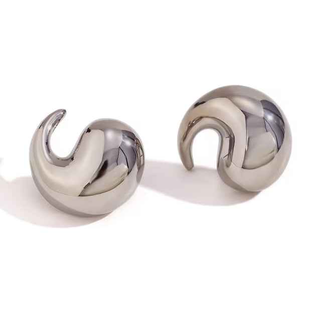 Winding Water Wave Stud Earrings for Women Gold Plated Earrings 316L Stainless Steel Jewelry