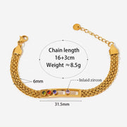 Vintage Waterproof Sliding Crystal Zircon Bracelet Tarnish Free Stainless Steel Fashion Jewelry Mesh Chain Bracelets Women