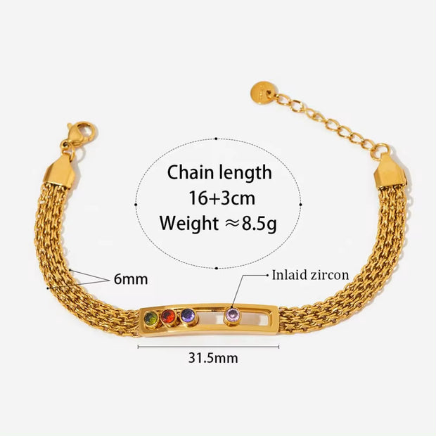 Vintage Waterproof Sliding Crystal Zircon Bracelet Tarnish Free Stainless Steel Fashion Jewelry Mesh Chain Bracelets Women