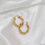 Unique Wave Spiral Stainless Steel 18K Gold Plated Hoop Earrings for Women