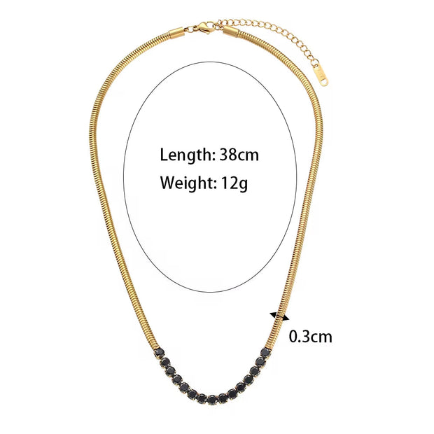 Zircon Beaded Necklace Gold Plated Choker Set Stainless Steel Necklaces Fashion Jewelry Necklaces