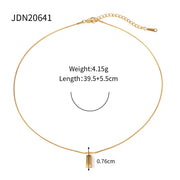 Waterproof 18K PVD Gold Plated Thin Snake Chain Simple Stainless Steel Brick Square Pendant Necklace for Women