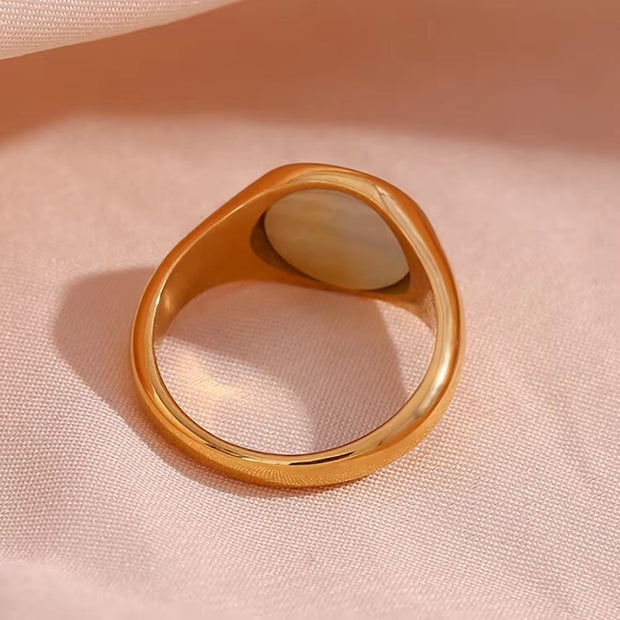Vintage AAA Zircon Engraved Sun Moon Engagement Ring 18K Gold Plated Stainless Steel Signet Rings Jewelry Women