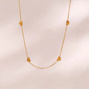 18K Gold Plated Sunburst Heart Shape Chain Choker Necklace Tarnish Free Stainless Steel Necklace