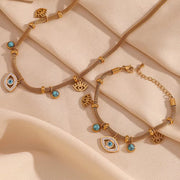 Vintage Turquoise Evil Eye Jewelry Gemstone Charm Choker Gold Plated Chain Necklace Stainless Steel Jewelry