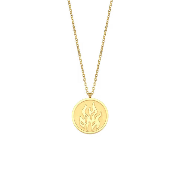 Vintage Jewelry Gold Plated Pendant Necklace Engraved Stainless Steel Jewelry Necklaces Set