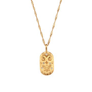 Vintage Embossment 12 Zodiac Signs Zircon Pendant Necklace 18K Gold Plated Stainless Steel Necklace for Women