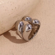 Water Drop Statement Rings for Women Tarnish Free Jewelry Gold Plated Rings for Women Stainless Steel
