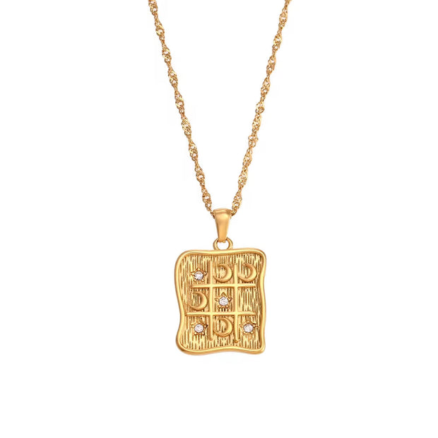 Wholesale Titanium Steel Necklace Set Tarnish Free Jewelry Natural Stone Zircon Pendant Necklace