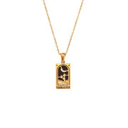 Trendy Square Colorful Enamel Zircon Tarot Cards Pendant Necklace 18K Gold Plated Stainless Steel Necklaces for Women