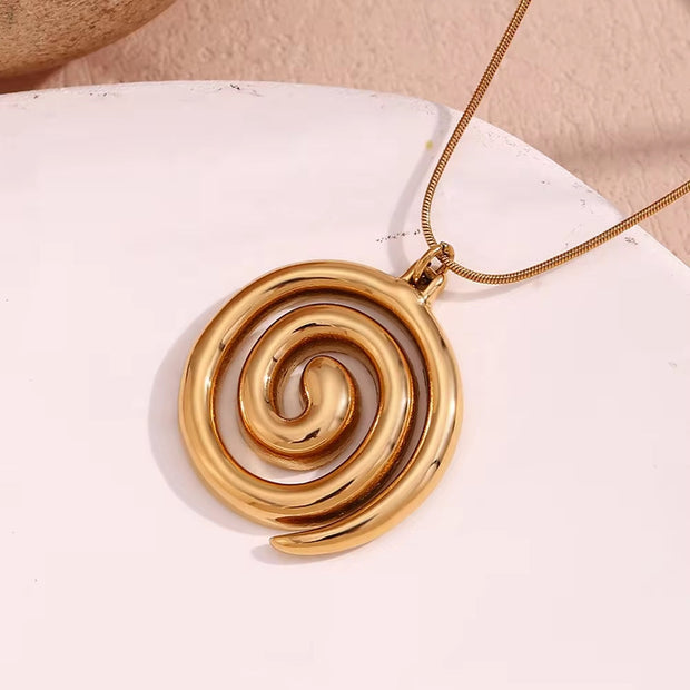 Waterproof Jewelry Vortex Snake Chain Pendant Necklace Gold Plated 316L Stainless Steel Jewelry
