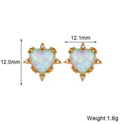 2024 Jewelry Heart Shape Opal Necklace Stainless Steel Jewelry Set for Women 18K Gold Plated Necklace Bracelet Earring