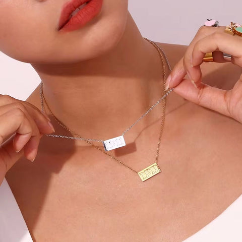11:11 Number Bar Pendant Necklace Tarnish Free 18K Gold Plated Stainless Steel Necklace